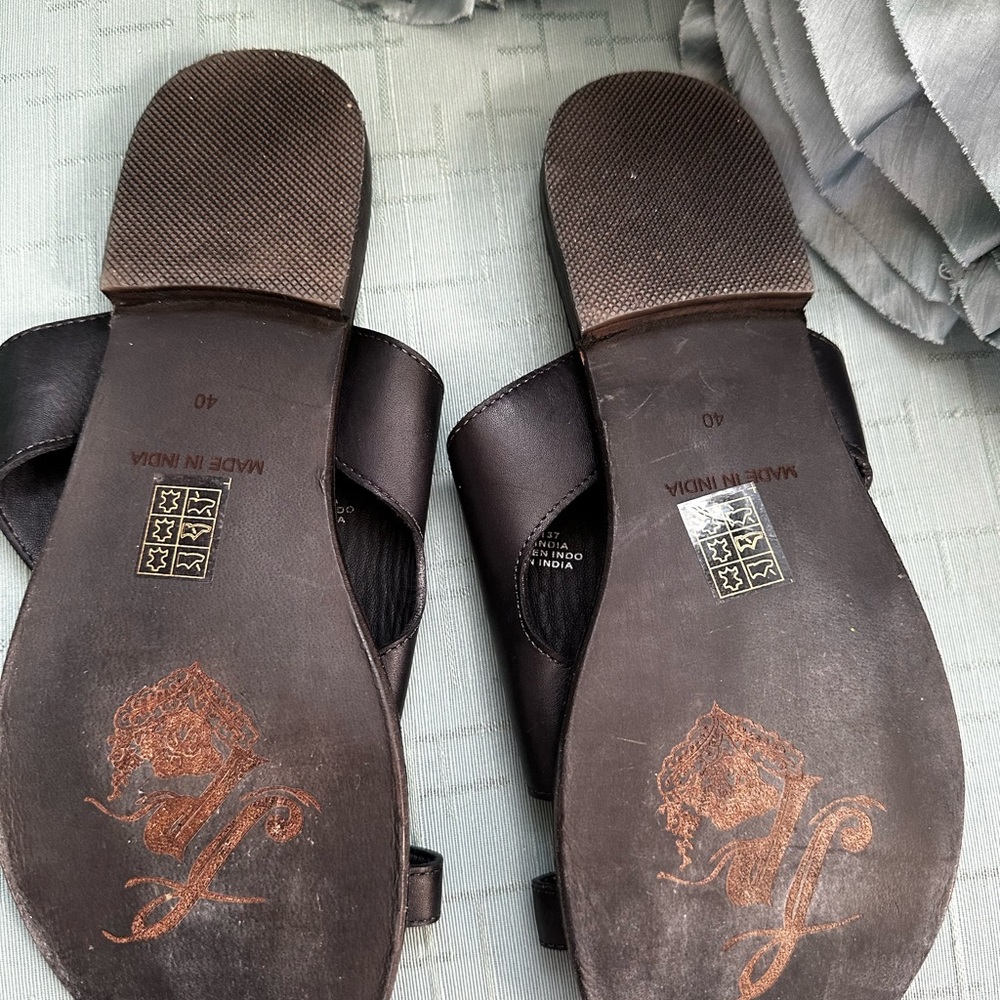 Free People Sant Antoni toe strap black leather sandals - Picture 3 of 4
